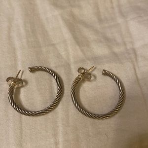 David Yurman Cable hoop earrings sterling. 1”